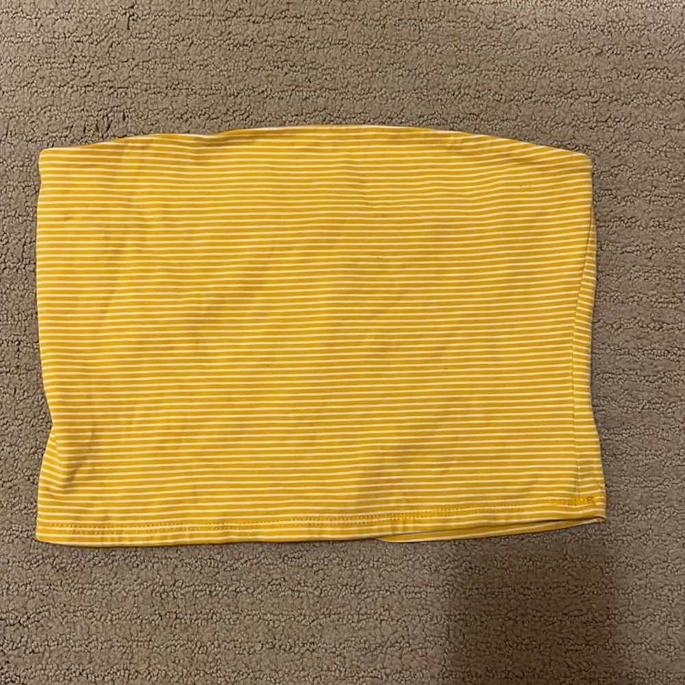 Yellow striped bandeau top